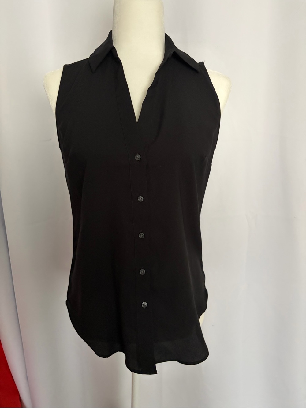 Ann Taylor Black Button-Down sleeveless blouse